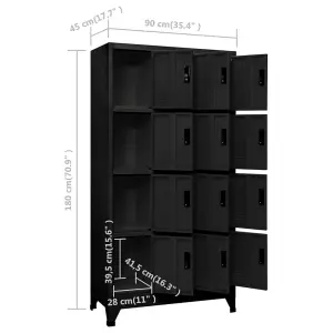 Berkfield Locker Cabinet Black 90x45x180 cm Steel