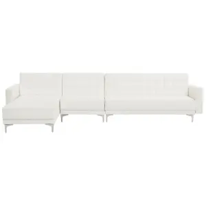 Corner Sofa ABERDEEN White Faux Leather Right Hand