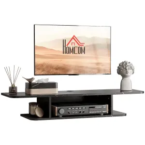 HOMCOM Wall Mounted TV Stand Entertainment Unit with Storage Shelf, Black