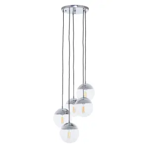 Interiors by Premier Revive Chrome Finish Five Pendant Lights