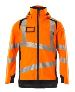 Mascot Accelerate Safe Lightweight Lined Outer Shell Jacket (Hi-Vis Orange/Dark Navy)  (X Large)