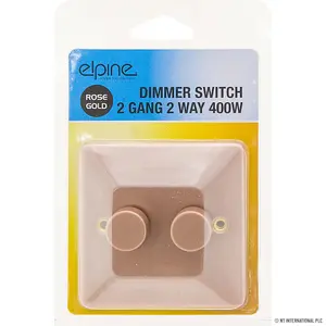 Rose Gold Single Light Dimmer Switch On/Off 2 Gang 2 Way Fixing Screw