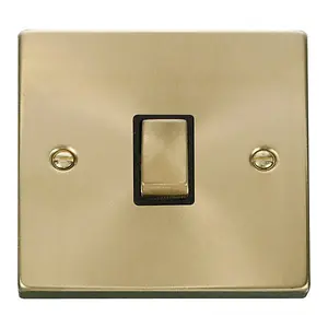 Satin / Brushed Brass 1 Gang 20A Ingot DP Switch - Black Trim - SE Home