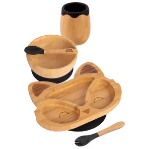 5pc Bamboo Fox Baby Weaning Set - Black