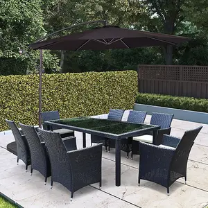 BillyOh 3m Garden Parasol Cantilever 8 Ribs with Crank - Black