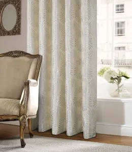 Home Curtains Chrissy Jacquard Fully Lined 65w x 54d" (165x137cm) Cream Eyelet Curtains (PAIR)