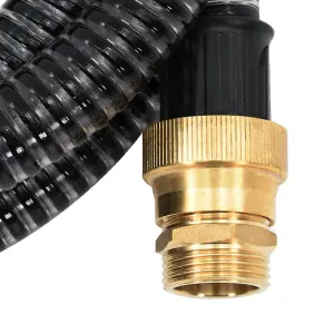 Berkfield Suction Hose with Brass Connectors 10 m 25 mm Black