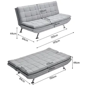 2 Seat Fabric Sofa Loveseat Couch 2 Seater Recliner Sofa Bed in Light Grey