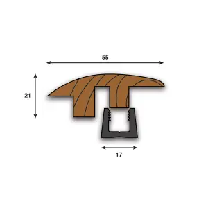 Woodline WSR18 Semi Ramp Door Bar Threshold 900mm - Unfinished Oak