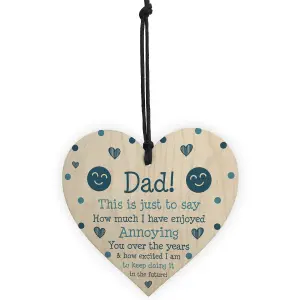 Funny Joke Dad Gift For Fathers Day Birthday Wood Heart Humorous Gift For Him