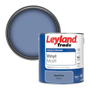 Leyland Trade Vinyl Matt Walls & Ceilings Emulsion Paint Skysail Blue (PPG1167-5) 2.5L