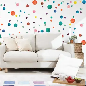 Walplus Colourful Watercolour Dots X 3 Packs Kids Sticker PVC Multicoloured