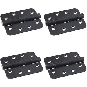 4 PACK - PAIR Grade 13 Heavy Duty Ball Bearing P Hinge RADIUS 107 x 77mm Matt Black Door