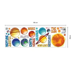 Walplus Colourful Solar System Kids Sticker PVC Orange