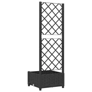 Berkfield Garden Planter with Trellis Black 40x40x121.5 cm PP