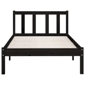 Berkfield Bed Frame Black Solid Pinewood 100x200 cm