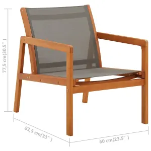 Berkfield Garden Lounge Chair Grey Solid Eucalyptus Wood and Textilene