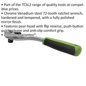 High-Performance 72-Tooth Offset Flip Reverse Ratchet Wrench - 1/2 Inch Drive