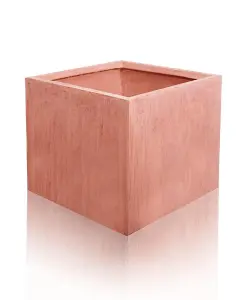 50cm Terracotta Fibrecotta Textured XL Cube Planter