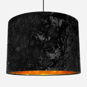 Modern Crushed Velvet Lamp Shade with Shiny Paper Inner Black / 15cm H x 20cm W x 20cm D