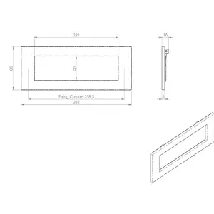 Inward Opening Letterbox Plate 258mm Fixing Centres 282 x 80mm Polished Chrome