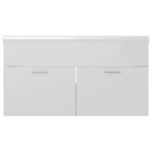 Berkfield Sink Cabinet with Built-in Basin High Gloss White Engineered Wood