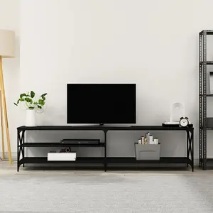 Berkfield TV Cabinet Black 200x40x50 cm Engineered Wood and Metal