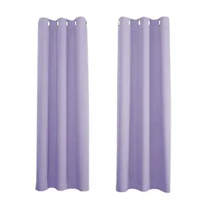 Lilac Eyelet Curtains - Thermal Blackout Curtains  - 46 x 54 Inch Drop - 2 Panel