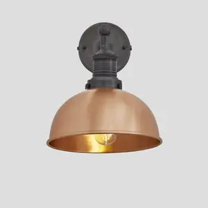 Industville Brooklyn Dome Wall Light, 8 Inch, Copper, Pewter Holder