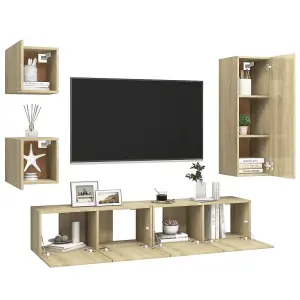 Berkfield 5 Piece TV Cabinet Sets Sonoma Oak Engineered Wood