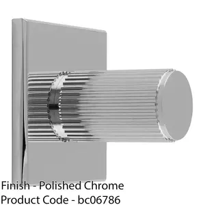 Reeded Cylinder Cabinet Door Knob & Matching Backplate Polished Chrome 40 x 40mm