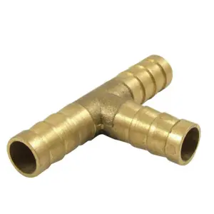 12.5 mm Brass T Type 3 Way Hose Joiner Barbed Connector Air Fuel Water Pipe Tubing