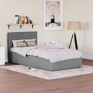 Vida Designs Lisbon Grey 3ft Single Ottoman Faux Leather Bed Frame