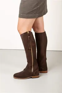 Rydale Ladies Suede Spanish Riding Boots - Rievaulx - Brown 3 Slim Fit