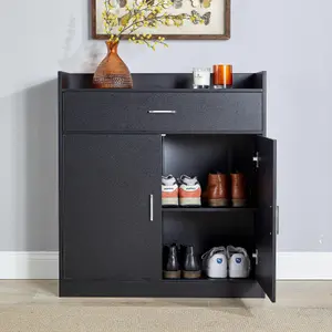 Home Source Novara Black 2 Door Shoe Storage Cabinet