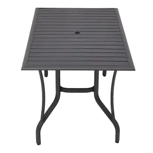 120cm L Garden Metal Slatted Coffee Table Outdoor Rectangle Table in Black