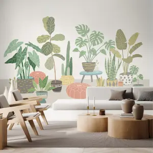 Origin Murals Houseplant Pots Grey Matt Smooth Paste the Wall Mural 350cm Wide X 280cm High