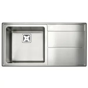 Rangemaster Arlington Brushed Stainless steel 1 Bowl Sink & drainer RH 508mm x 985mm