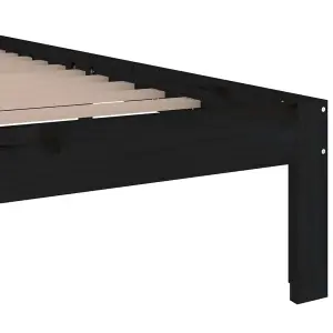 Berkfield Bed Frame Black Solid Wood 150x200 cm King Size