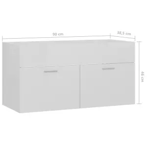 Berkfield Sink Cabinet High Gloss White 90x38.5x46 cm Engineered Wood