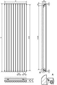 Ximax Champion DES RAD BC 1800X526MM Black copper Vertical Designer 3516BTU Radiator, (W)526mm x (H)1800mm