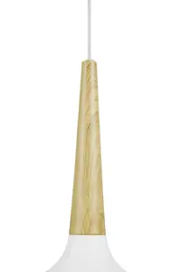 GoodHome Arraqis Matt White Wood effect Pendant ceiling light, (Dia)360mm