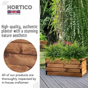 Set of 2 HORTICO™ Wooden Planter, 57cm Long Trough Planter, Made in the UK Scandinavian Red Wood Outdoor Plant Pots L57 W33 H31 cm