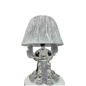 Silver Crushed Diamond Stitch Table Lamp with Shade Ceramic