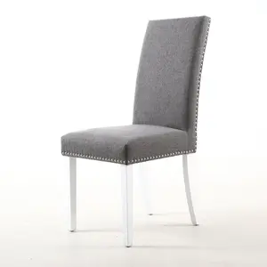 Richard Upholstered Dining Chair (Set of 2) Steel Grey Linen Effect / White