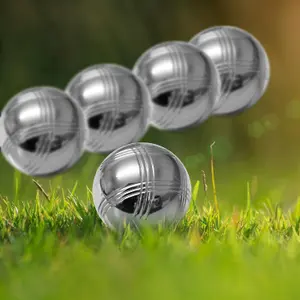 MantaRaj Pack Of 8 Boules Petanque Bowls Set Chrome Plated French Boules Set With Carry Case Pétanque Jack for Everyone