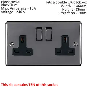 BLACK NICKEL House Socket & Switch Set -14 Light & 14 Switched UK Power Sockets