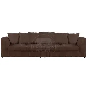 Luxor Long Fabric Jumbo Cord 4 Seater Sofa - Scatter Back Chocolate