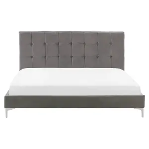 Velvet EU King Size Bed Grey AMBERT