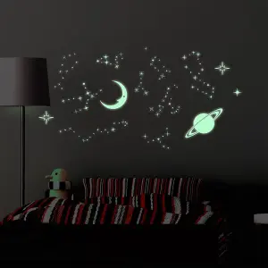 Moon And Stars Glow Glow in Dark Stickers Stock Clearance